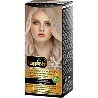 Белита-М Hair Happiness Стойкая крем-краска для волос № 10.21 Очень светлый перламутровый блондин